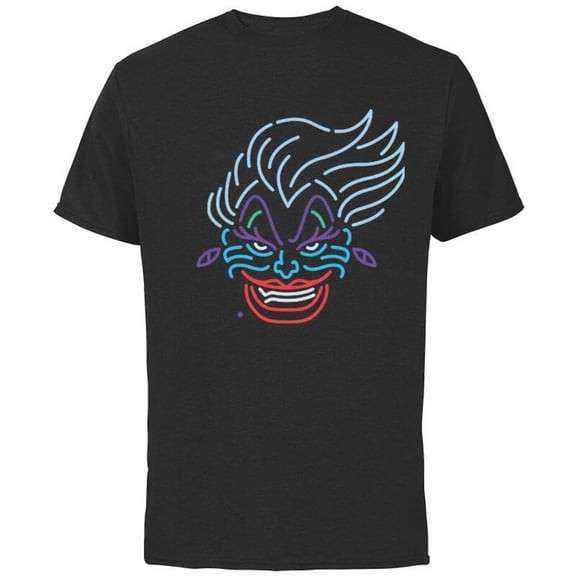 Disney Ursula Neon Face T-Shirt - Short Sleeve Cotton T-Shirt for Adults - Customized-Black