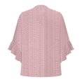 thumbnail image 4 of TKLPEHG Women's 3/4 Sleeve Tops Crew Neck Button Three-quarter Sleeve Shirt Fashion Casual Lightweight Loose Solid Color Fall Tops Comfy Blouses Pullover (Pink,XL), 4 of 5