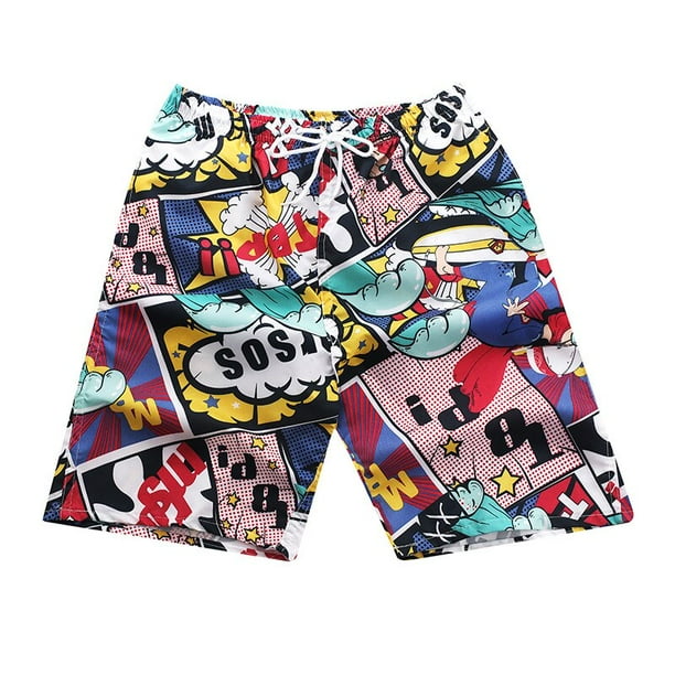 Pantalones cortos con estampado para hombre Shorts rectos holgados y comodos para la playa para jovenes para primavera y verano Fivean unisex