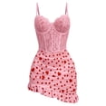 thumbnail image 4 of Ruiwill Womens Lingerie Love Heart Print Lace Sleeveless Nightgown With Panties 2 Pieces Set Sleepwear Pink, 4 of 4