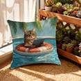 thumbnail image 2 of JoyMoreHome Cute Funny Cat Pattern Throw Pillow Cover with Hidden Zipper, 18x18 Inch Soft Durable Pillowcase for Livingroom, Sofa, Bedroom, Office, 2 of 6