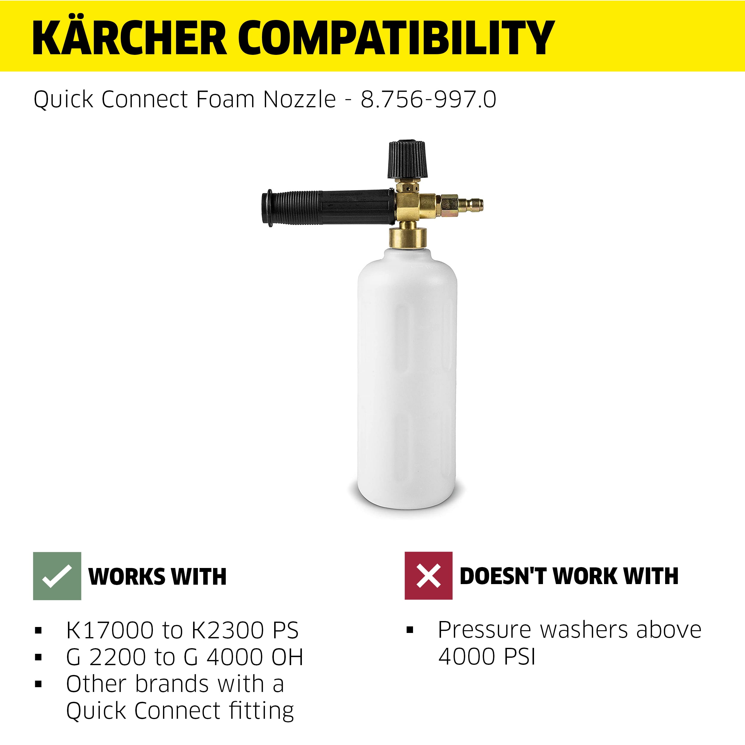 Karcher Foam Cannon for Pressure Washer, 4000 PSI - for Car Wash and Vehicle Wash