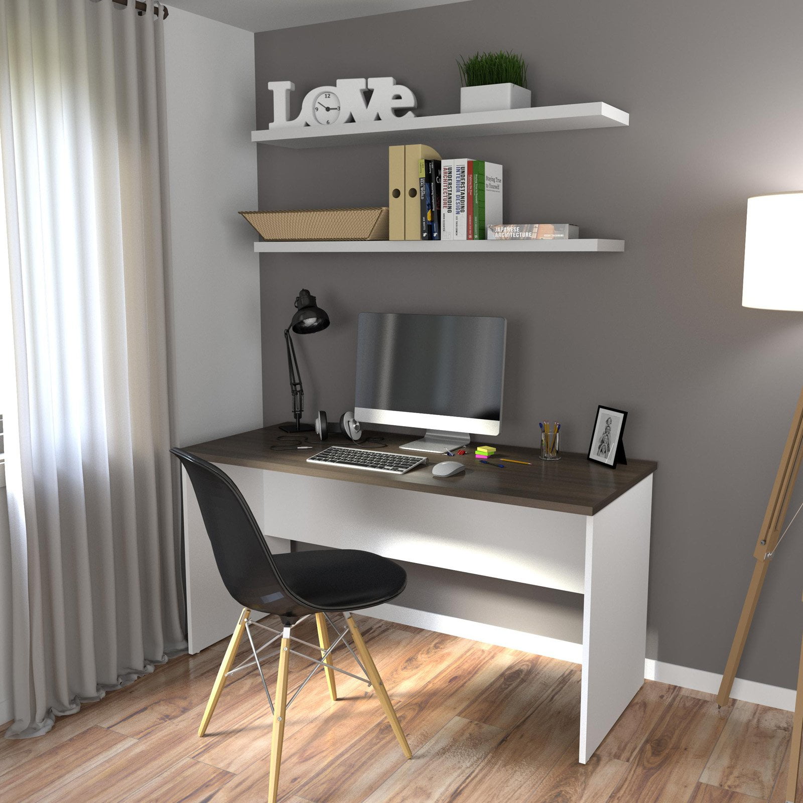 Innova Executive Desk In White And Antigua