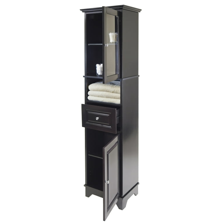 Winsome Wood Alps Tall Cabinet with Glass Door Black Finish