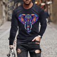 thumbnail image 2 of Jinhomg Mens Big and Tall T Shirts Novelty Funny Mardi Gras Mask Graphic Tees Lightweight Comfy Long Sleeve Crew Neck Tops Holiday Party Streetwear Fall Saving Black XXXL, 2 of 6