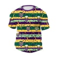 thumbnail image 3 of Ceisia Men's Summer Mardi Gras Stripe T-shirt Short Sleeve Round Neck Loose Fit Casual Daily Wear Purple XXL Gifts, 3 of 5