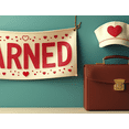 thumbnail image 3 of White Fabric Banner with Red Glittery Earned It Lettering Heart and Star Elements Party Decoration Backdrop for Celebrations Photo Shoots Graduation Parties Valentine Events, 3 of 3