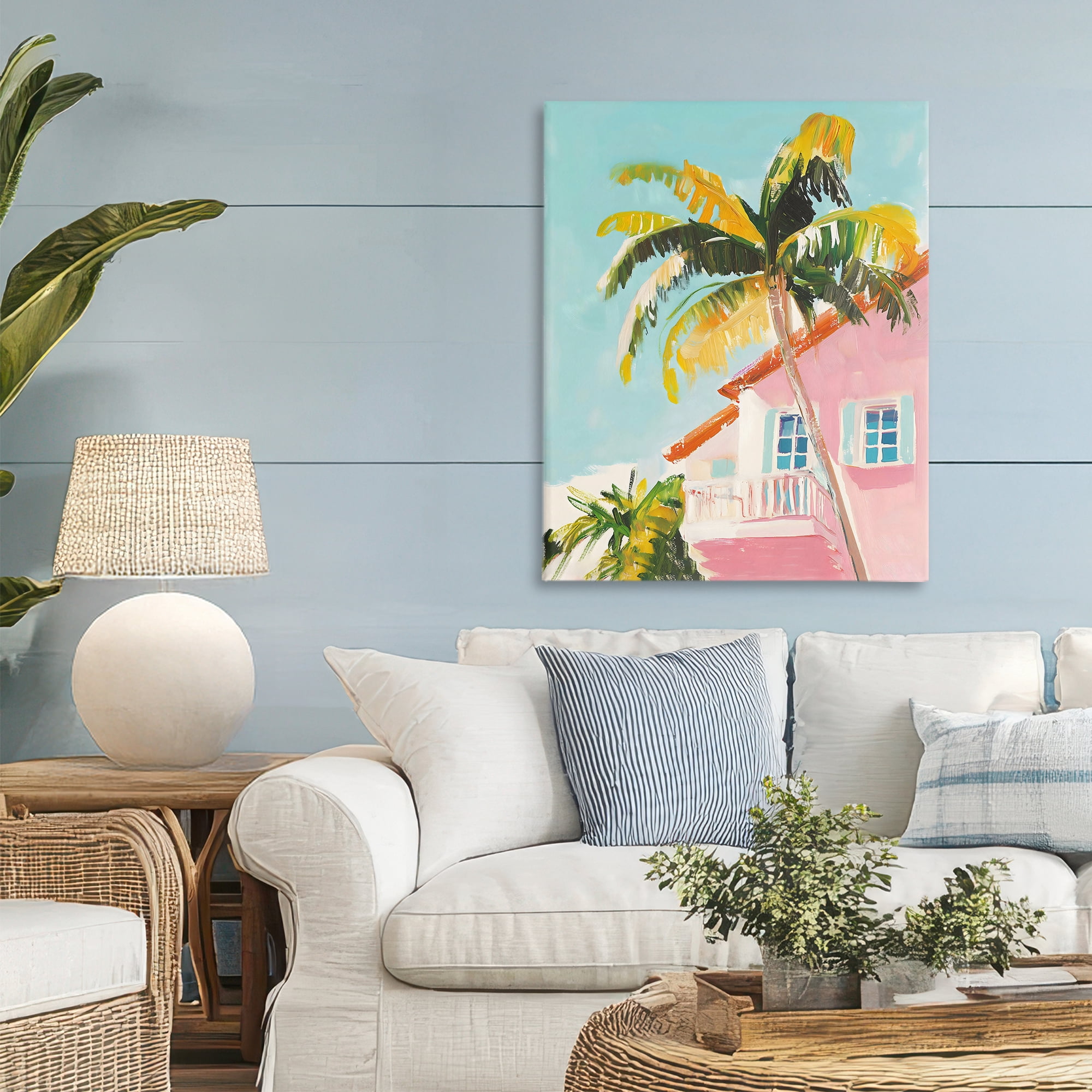 Stupell Industries Pink House Palm Tree Canvas Wall Art, design by The Prints Vibe