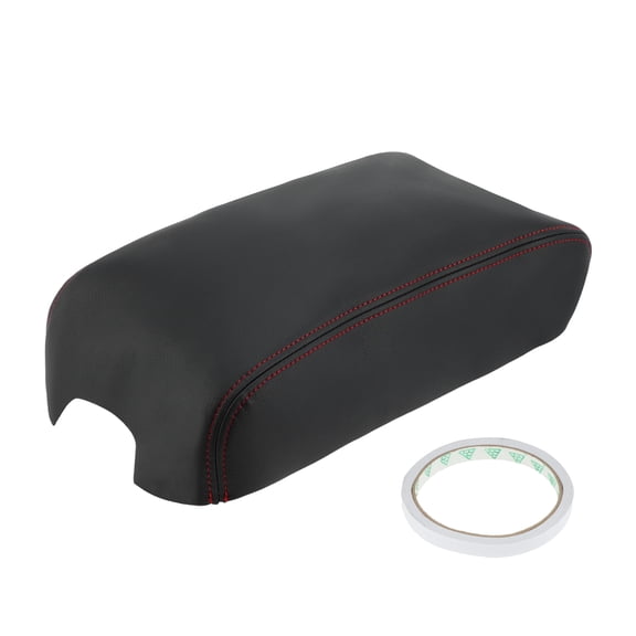 1Pcs Leather Car Center Console Lid Armrest Cover Black with Red Stitch for Toyota Camry 2012-2017