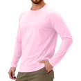 thumbnail image 3 of WTOBBY Men's Raglan Sleeve Sports Top in Solid Color with Long Sleeve Design for Active Wear Lightweight and Comfortable Athletic Shirt for Training ,Light pink 2XL, 3 of 6