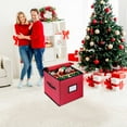 thumbnail image 6 of Ferjadq Christmas Ornament Storage Box Adjustable Dividers Zippered Top Xmas Decoraions Storage Bag Keeps Holiday Clean Dry for Next Season(Red), 6 of 8