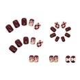 thumbnail image 2 of Fake Nails HUOGUO, diseño corto rojo de tablero de ajedrez y lazo x24, 2 of 5