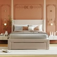 thumbnail image 2 of SESSLIFE Upholstered Platform Bed, Full Bed with a Storage Drawer, Beige Full Bed Frame, Storage Platform Bed Frames, Hold 600 LBS, No Box Spring Needed, Easy Assembly, 2 of 10