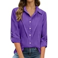 thumbnail image 2 of Women's Button Down Shirts Collared Solid Color Work Fashion Spring Tops Long Sleeve Business Casual Blouses, 2 of 5
