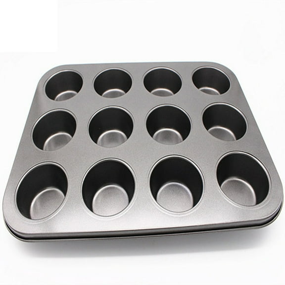 Taotanxi Nonstick Round Muffin Baking Pan, 12 Cups, Set of 1, Gray, 9.45x7.08x1.69"