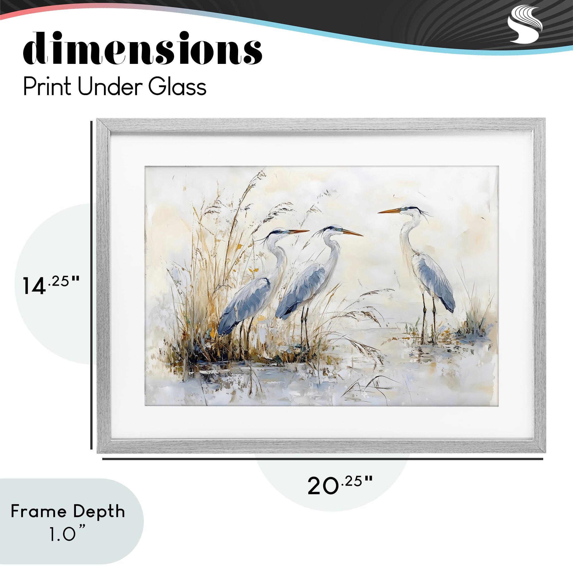 Stupell Industries Blue Heron Trio in Wetlands Gray Framed Print Under Glass, design by LSR Design Studio