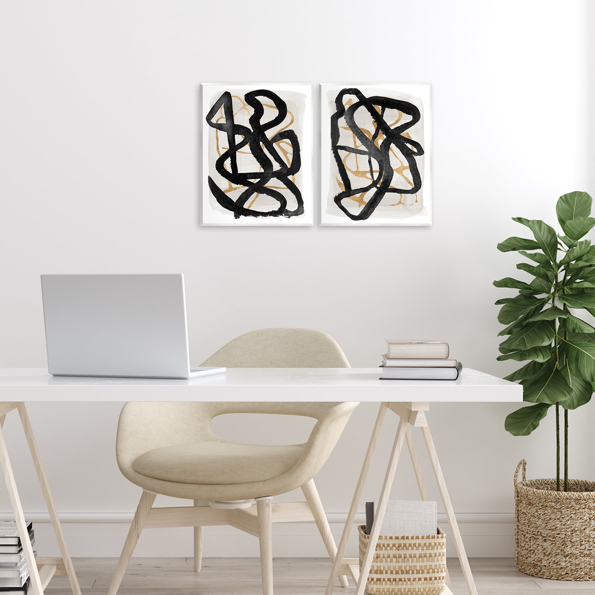 Stupell Industries Contemporary Hindsight Squiggles 2 Piece Wall Plaque Art Set, design by Lucille Price