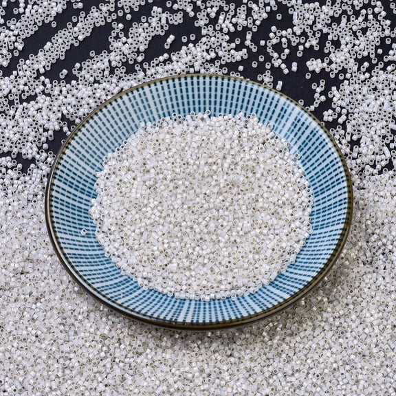 10g MIYUKI Delica Beads Cylinder Japanese Seed Beads 11/0 (DB0221) Gilt Lined White Opal 1.3x1.6mm Hole: 0.8mm about 2000pcs/10g