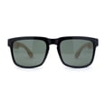thumbnail image 2 of Eco Friendly Bamboo Wood Arm Rectangle Horn Rim Keyhole Sunglasses Black - Solid Green, 2 of 4