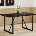thumbnail image 2 of Black Table With 1.5 Inch Thick Top And Strong Metal Legs, For 4-6 People, Work Desk, Kitchen, Terrace, Dining Room Modern Simple Secure 55*31.4,, 2 of 6