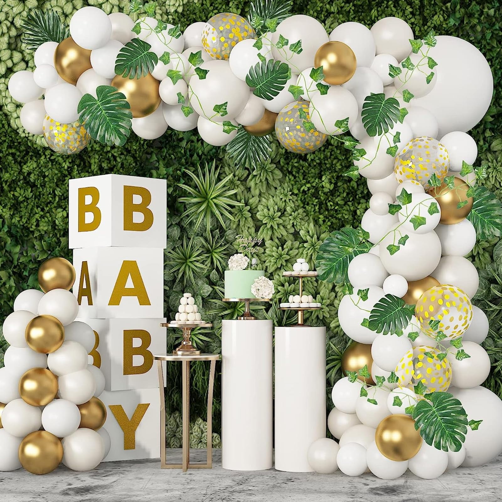 SPOKKI 80pcs Balloons, 12inch White and Gold Balloon,Latex Balloons for Balloon Garland Balloon Arch as Party Decorations, Birthday Decorations, Wedding Decorations, Baby Shower Decorations
