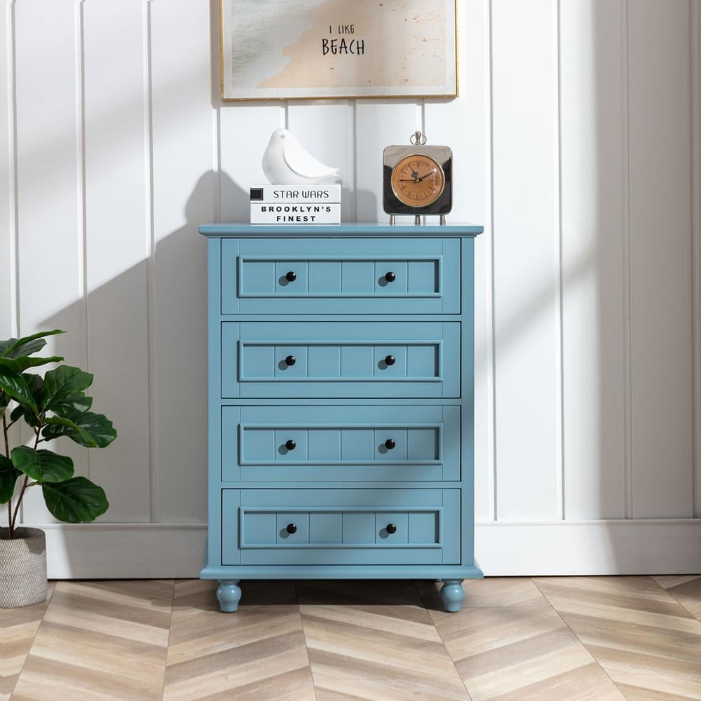 Eclife Modern Blue Dresser Tall Dresser with Deep 4 Drawers Farmhouse