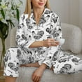 thumbnail image 6 of Fuzoiu Retro Rooster Print Women's Long-Sleeved Pajama,Lounge Button Down Nightwear,Womens Notch Collar Pajama Set-Medium, 6 of 7
