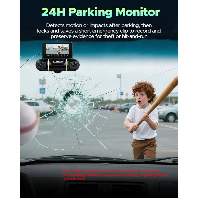 Lamtto 4 Channel Dash Cam, Front Rear Inside, 1080P FHD, 360Â