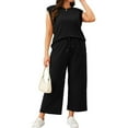 thumbnail image 7 of Lounge Sets for Women 2 Piece Track Suits Outfits 2025 Travel Summer Casual Outfit Sets Matching Pants Set Clothing Black L, 7 of 7