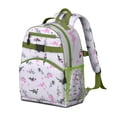 thumbnail image 2 of LightPurple Dinosaurs Flowers Pattern Backpack for School,Cute School Bag,Schoolbag with Adjustable Shoulder Straps & Padded Back,15.25"x11.5"x5.25", 2 of 5