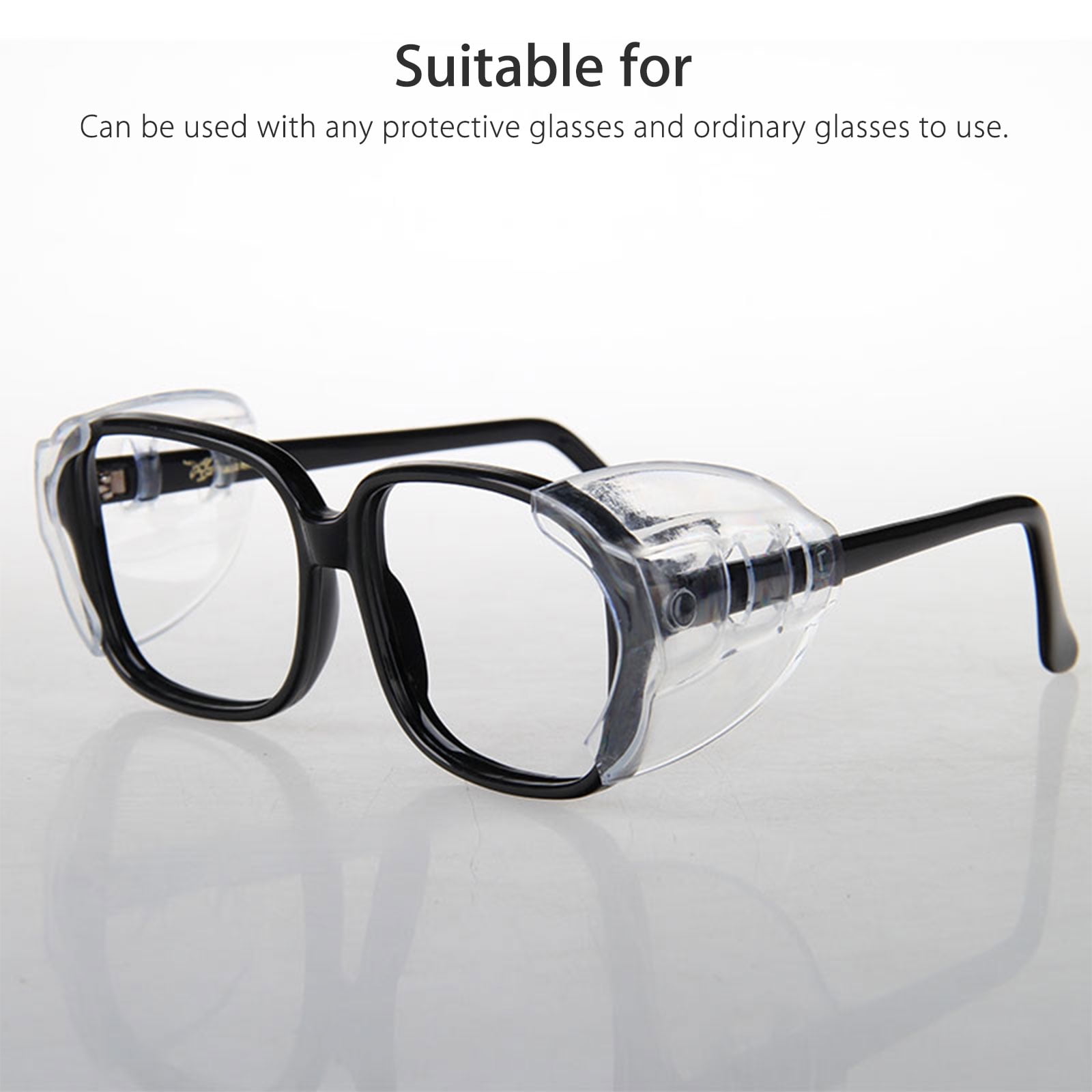 Large One Pair Eyiou Slip-On Clear Safety Glasses Side Shields for Medium to Large Glasses 