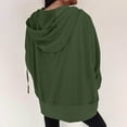 thumbnail image 4 of QQAMB Women's Sweatshirts Casual Solid Color Long Sleeve Zipper Hoodies Sweatshirts Loose Coat with Pocket Green L, 4 of 8