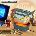thumbnail image 5 of Monteka Electric Lunch Box Food Heater - Leakproof Portable Food Warmer heated lunch box for adults for Car/Home/Truck with 1.5L Removable Stainless Steel Container, Gifts for Men, 12V/24V/110V, 5 of 7