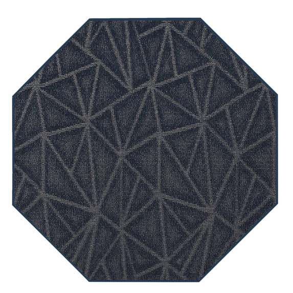 Furnish My Place Indoor Floor Rug - 4 ft. Octagon, Navy, Geometrical Print, Customized Area Rug for Bedrooms, Hallways, Living Rooms