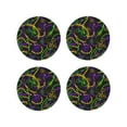 thumbnail image 2 of Disketp Neon Mardi Gras Funny Coasters,4 Pcs Leather Coasters With Holder, Perfect Housewarming Hostess Gifts,Protect Furniture From Water Marks Scratch And Damage, 2 of 9