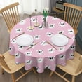 thumbnail image 3 of Pink Halloween Skulls Round Tablecloth 60"x60",Wrinkle Wipeable Table Cloth for Kitchen Dining Room Picnic Patio Party, 3 of 6