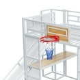 thumbnail image 4 of Euroco Full Size Loft Bed with Desk and Storage Staircase, Metal Bed with Basketball Hoop and Clothes Hanger for Kids Teens, White, 4 of 12