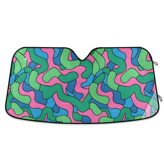 Twisty Bold Line Car Windshield Sun Shade Foldable Car Front Window Visor Heat and UV Protection 53x23.5