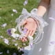 thumbnail image 1 of Ramo de novia con lazo de perlas y seda | Ramo de novia artificial para la niña de las flores | Arreglo floral artificial para la decoración de la fiesta de la iglesia de la boda, 1 of 6