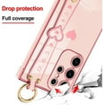 thumbnail image 4 of Stand Phone Case for Samsung Galaxy S23 Ultra, Cute Heart Pattern for Women Girls Wrist Strap Band Kickstand Holder Soft Plating Bumper Anti-Scratch Protective Cover - Pink, 4 of 12