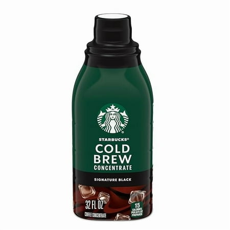 Pack of 1 Starbucks Cold Brew Coffee Concentrate, Signature Black, 100% Arabica, Multi-Serve Bottle (32 Fl Oz)