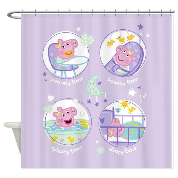 CafePress - Peppa Pig: Morning To Evening - Unique Fabric Shower Curtain 70" x 72"