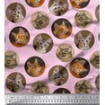 thumbnail image 1 of Soimoi Modal Satin Fabric Cat Face Animal Decor Fabric Printed Yard 42 Inch Wide, 1 of 3
