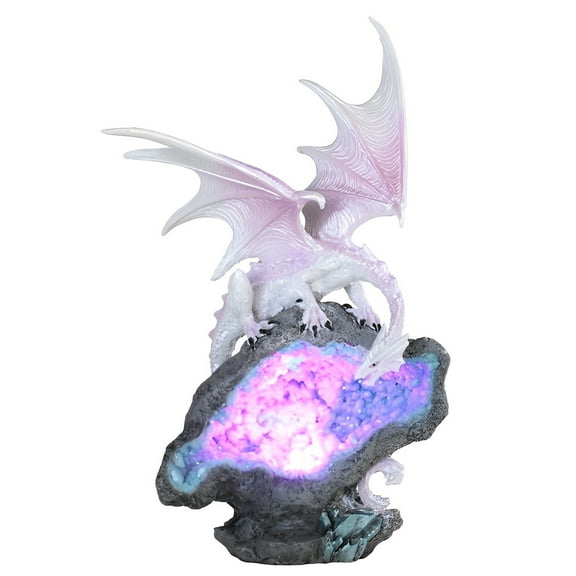 FC Design 8.75"H Silvery Dragon with LED Blue/Purple Faux Crystal Stone Figurine Statue Sculpture Ornament Decoration Home/Room Decor and Unique Gift Ideas for Housewarming, Holidays and Birthdays