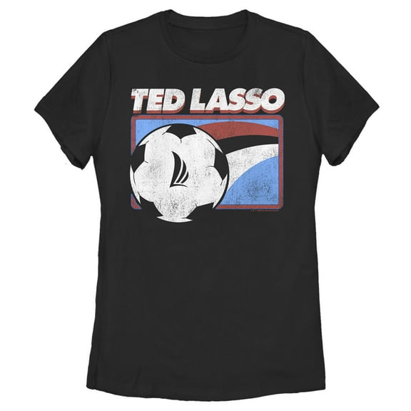 Women's Ted Lasso Long Shot Soccer Ball Logo  Graphic Tee Black 2X Large