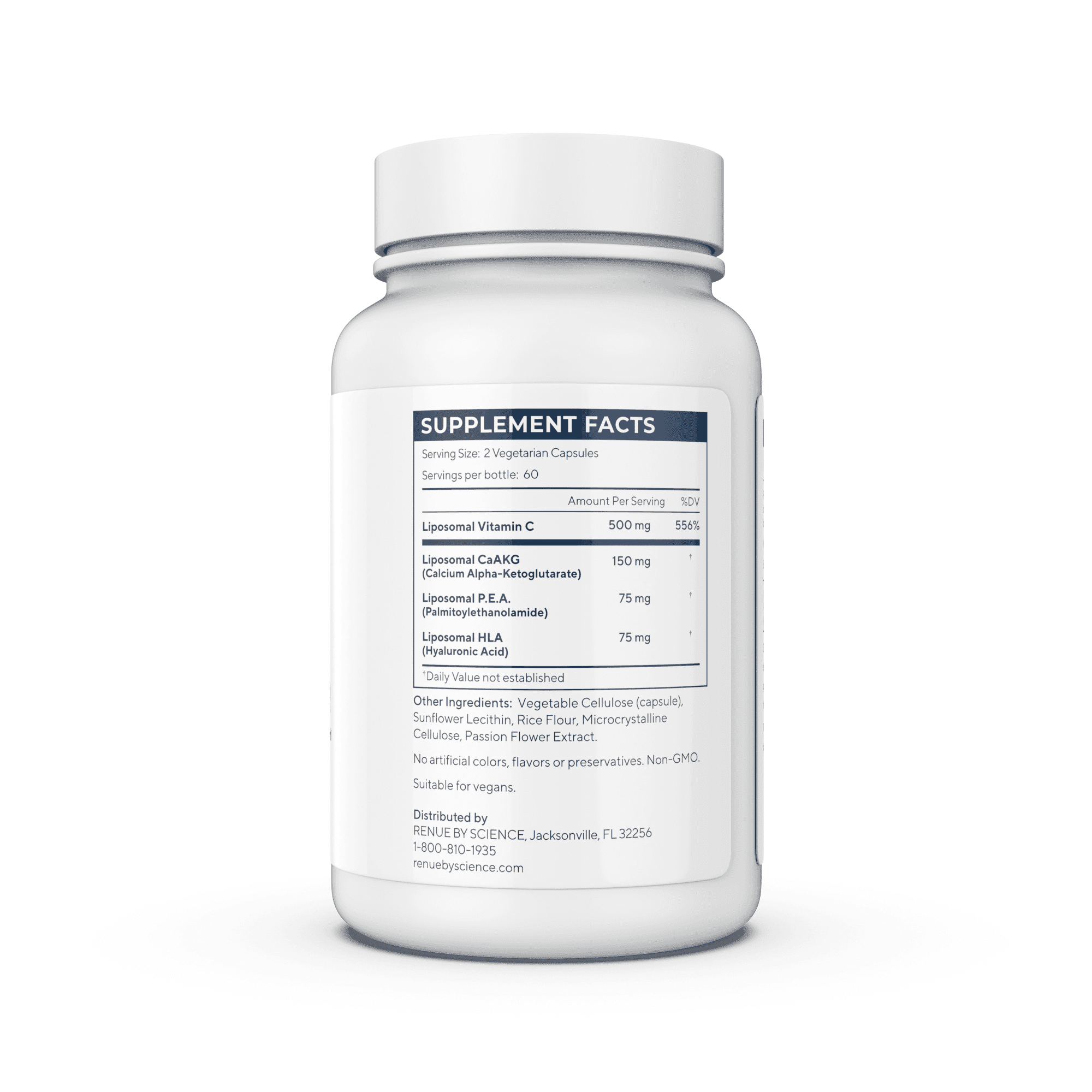 RENUE by SCIENCE Shield | Liposomal Vitamin C CaAKG P.E.A Hyaluronic Acid Supplement | 120 Capsules with Vitamin C (500mg) CA AKG (150mg) Palmitoylethanolamide (75mg) HLA (75mg) | Made in the USA