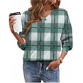 thumbnail image 4 of ZUKMRJPC Women's Vintage Plaid Sweatshirts Long Sleeve V Neck Fleece Pullover Sweatshirt Casual Lightweight Loose Fit Fall Warm Tops, 4 of 5