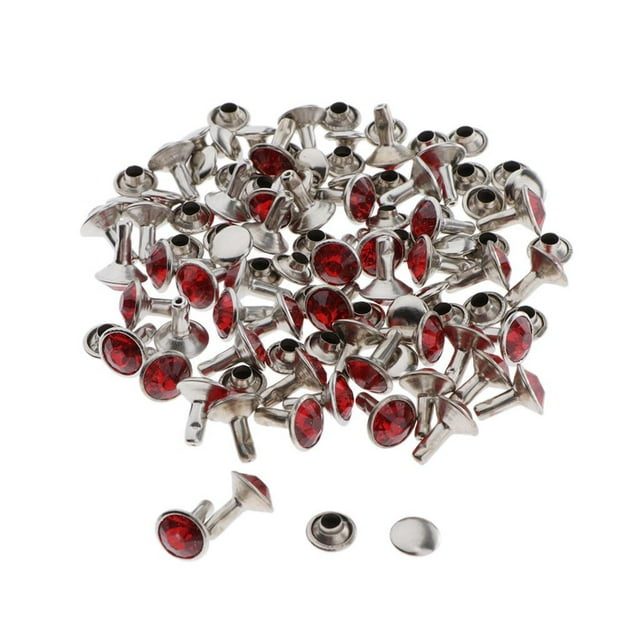 veasfak 50pcs Snap Button Rivets Leather Craft for Garment Accessories 7mm Red