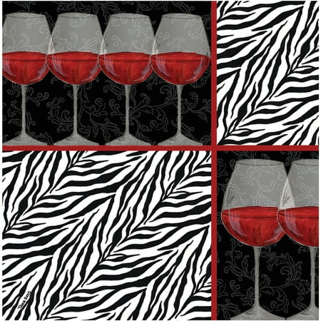 Coaster Zebra - Thirstystone Occasions Drink Coasters, Set, Zebra Wine