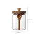 thumbnail image 3 of Tarro de vidrio para café con tapa de cuchara de madera | Recipiente hermético para té, especias y productos secos | Recipiente de vidrio transparente de 12 cm de alto | Paquete de 1, 3 of 7